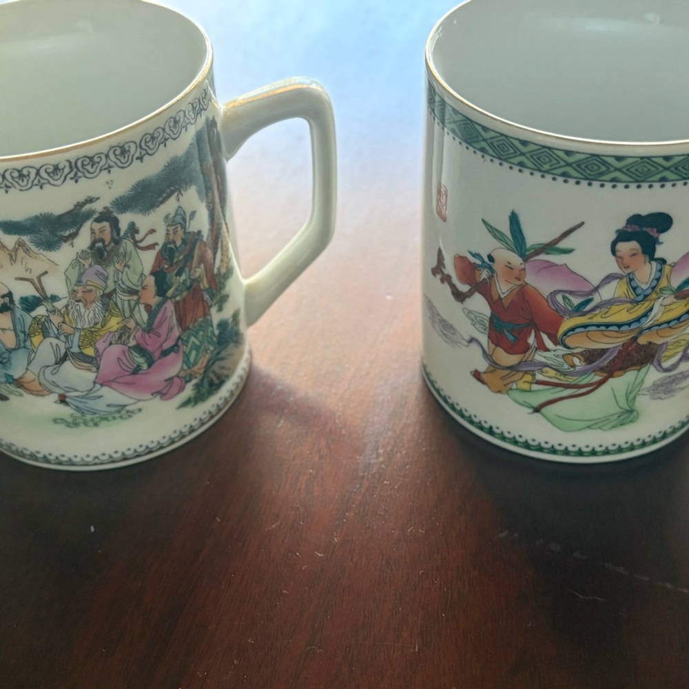 Hand Painted Chinese Porcelain Mug Set with Traditional Chinese  Art